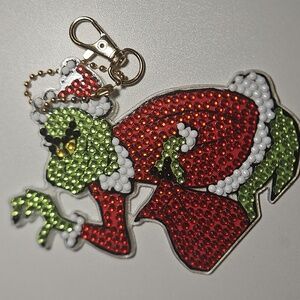 Festive Grinch Keychain Diamond Art Style